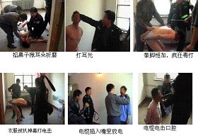 黄殿相等人酷刑折磨法轮功学员的演示图：